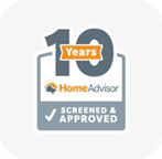 A home advisor badge for 1 0 years of service.