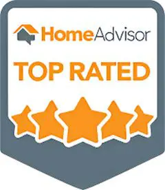 A badge that says top rated with five stars.